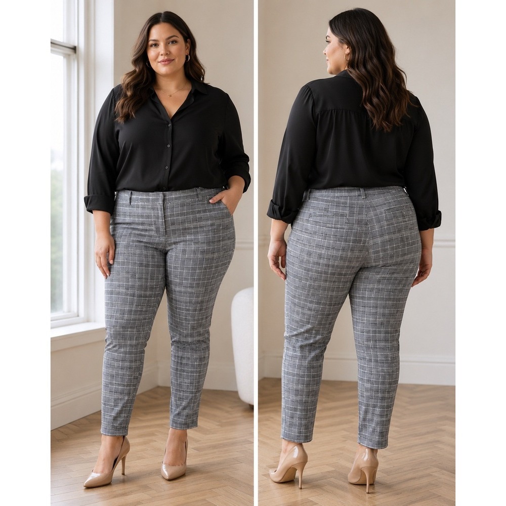 Lane Bryant Allie Skinny Ankle Pants Women 22R Grey Plaid New Sexy Stretch High